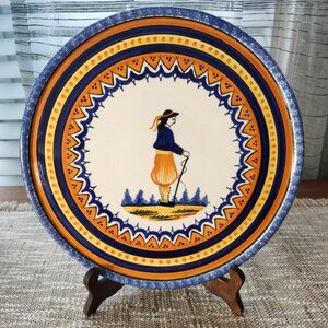 Henriot Quimper Faience VTG Platter French Ceramic Hand Painted Signed 11.5"